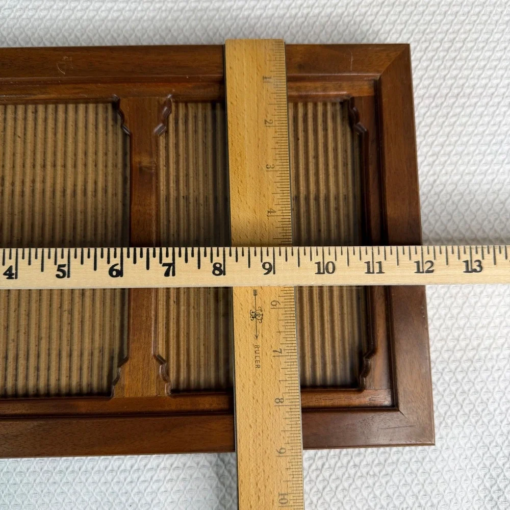 VTG 90s Handcrafted Wooden Double Picture Frames 5x7 Set of 2 Brown Wood Details